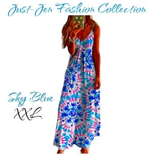 Women's Plus Size Elegant Blue Sky Casual Floral Dress!!